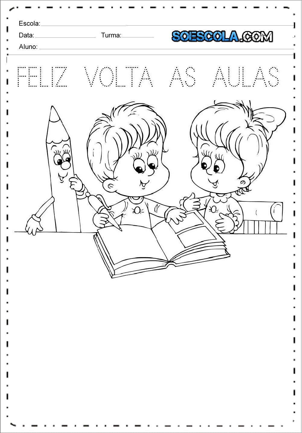 Desenhos de Volta às Aulas para Imprimir e Colorir