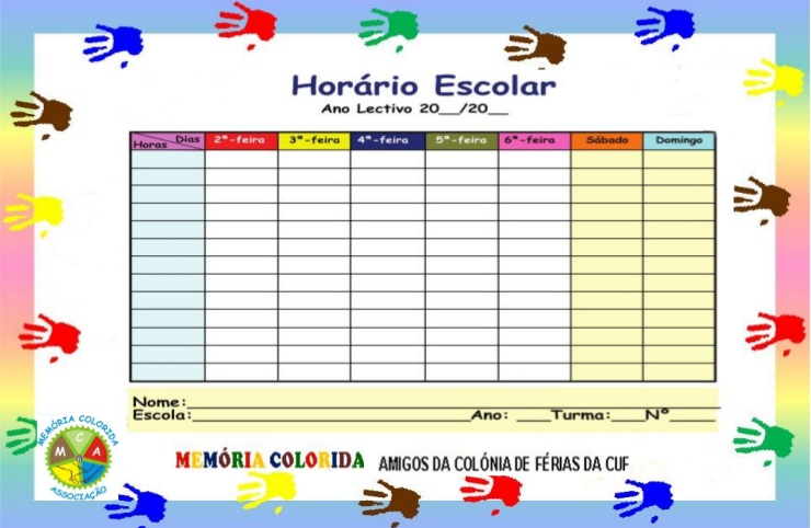 Horário Escolar para imprimir - Modelos de Horários