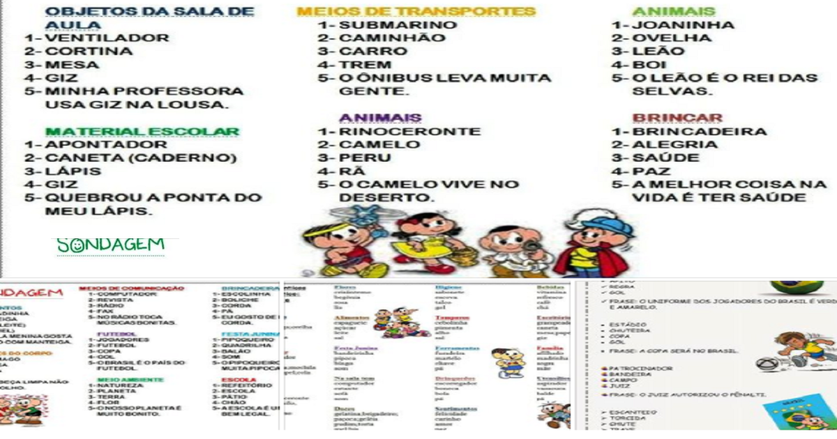 Palavras Para Sondagem 1 Ano - FDPLEARN