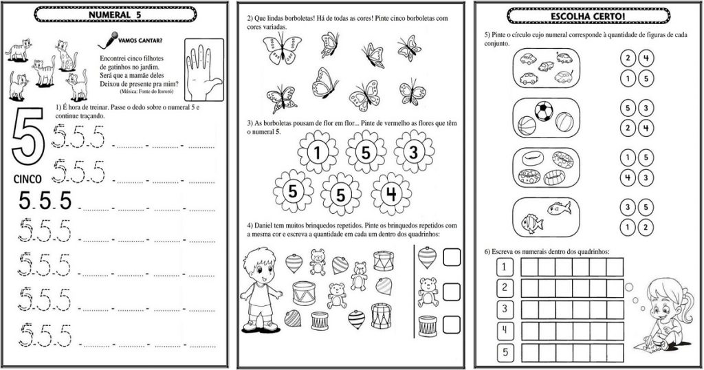 Atividades de Matemática trabalhando o número 5
