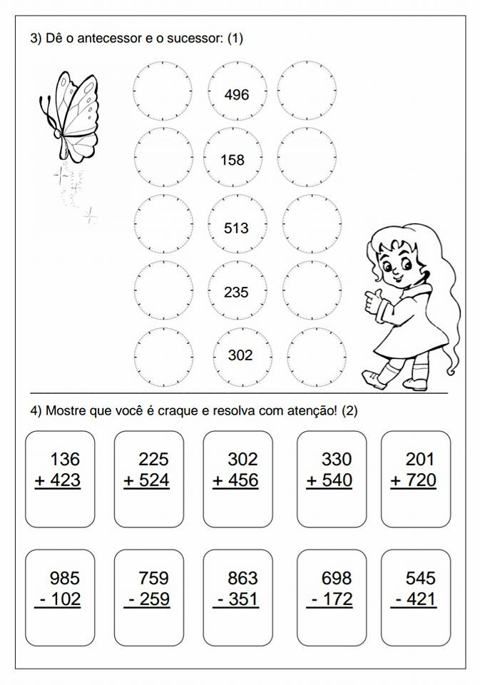 Avaliação de matemática para 3 ano para 1º Bimestre