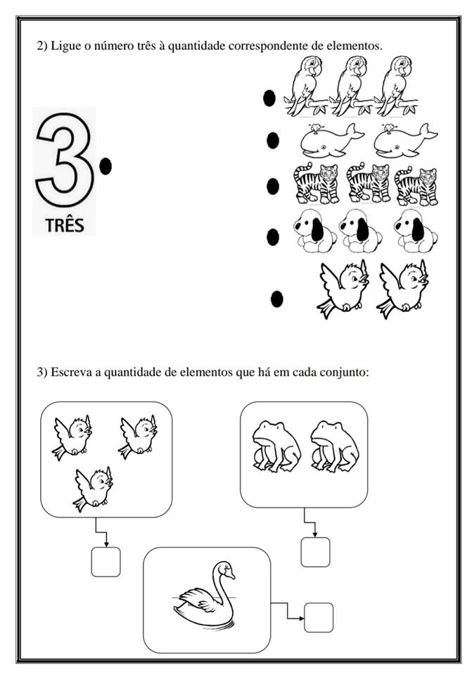 Aprendendo o número 3 - Atividade Educativa para Creche (0 a 3 anos)