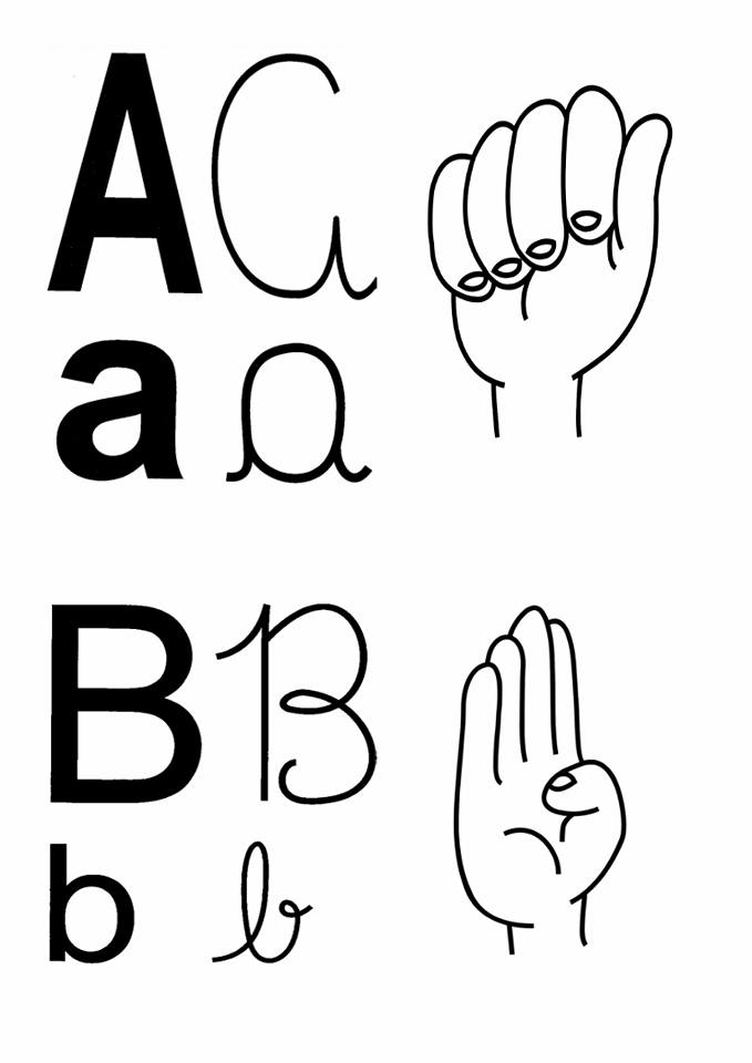 Alfabeto em Libras com 4 tipos de letras para imprimir