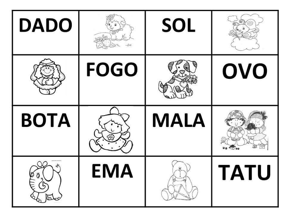 Bingo de Palavras - Cartelas para imprimir
