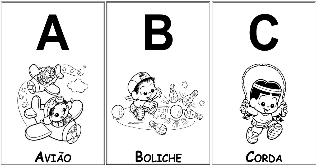 DESENHOS DE ALFABETO DA MÔNICA PARA COLORIR