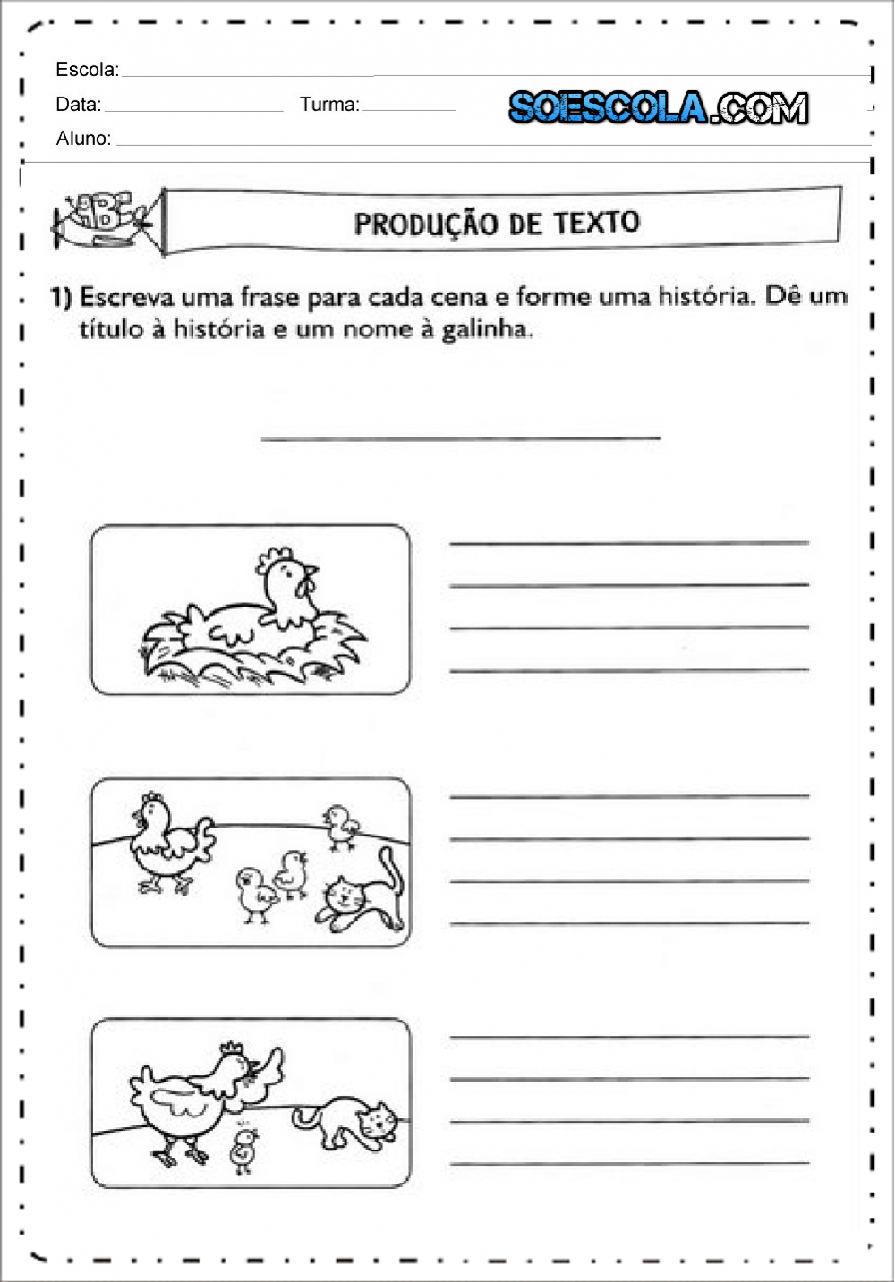 Atividades para produção de texto na alfabetização para imprimir