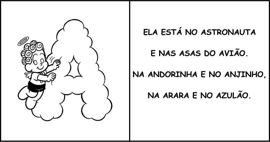 Vogais com textos da Turma da Mônica