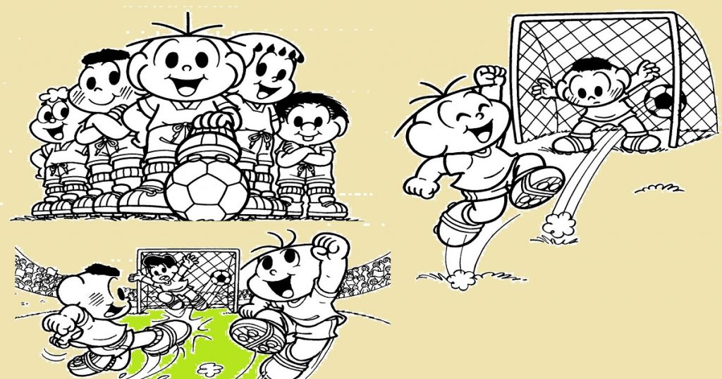 Desenhos para Colorir Copa do Mundo e a Turma da Mônica