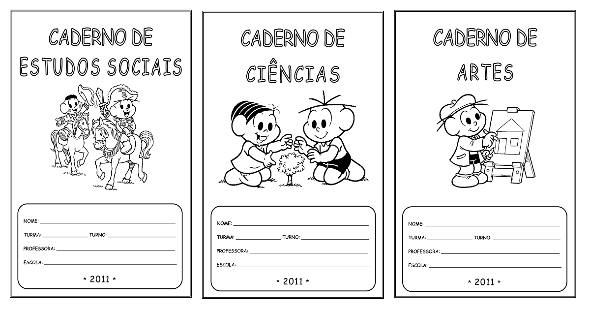 Capinhas de Cadernos Infantis Para Pintar e Imprimir - Desenhos Para Colorir