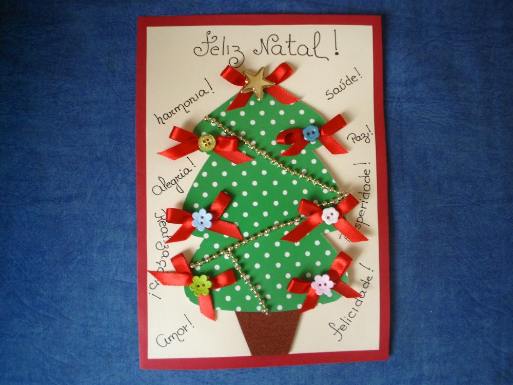 Cartão de Natal com papeis coloridos