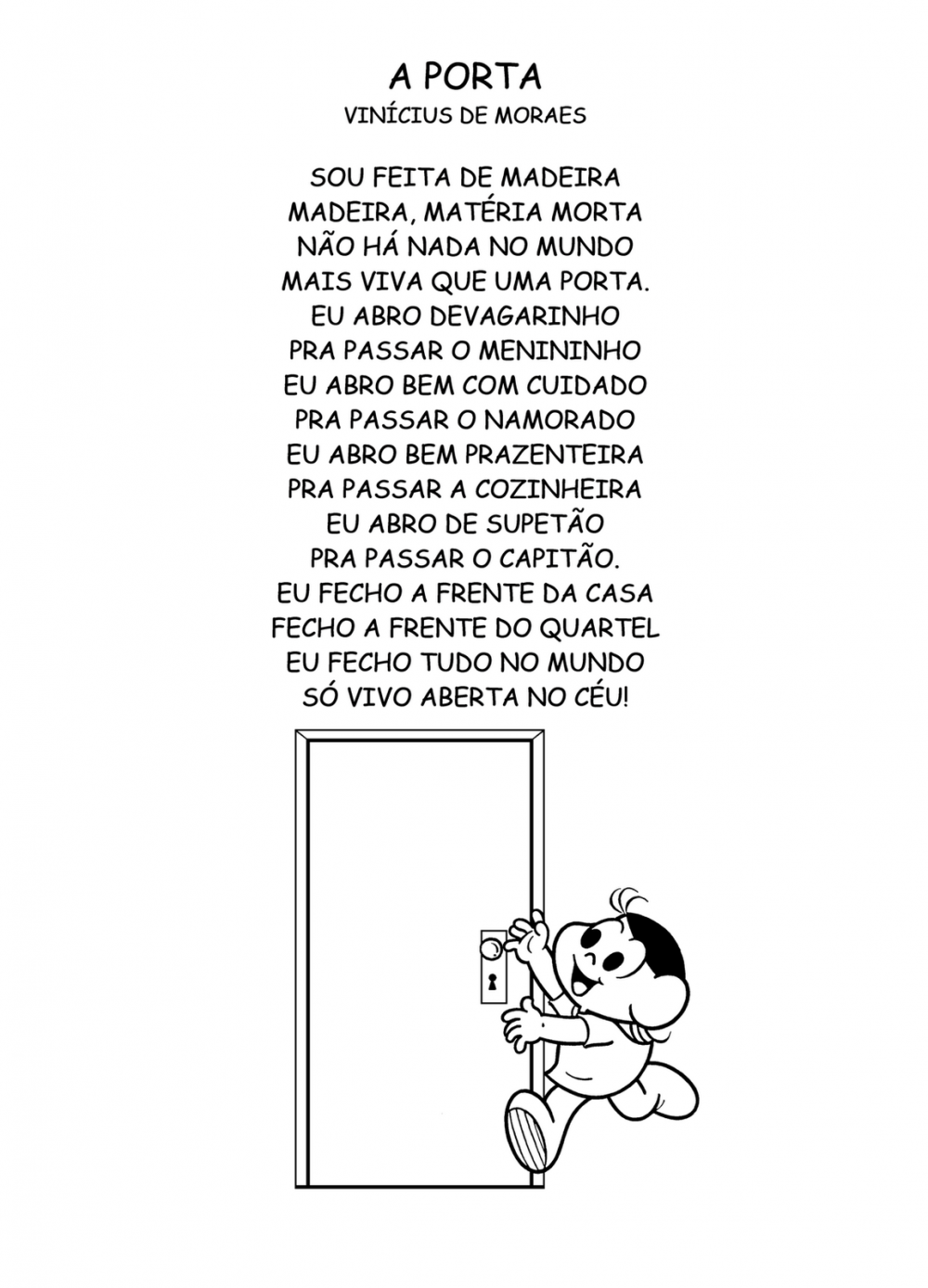 Poesia A Porta de Vinicius de Moraes para imprimir.