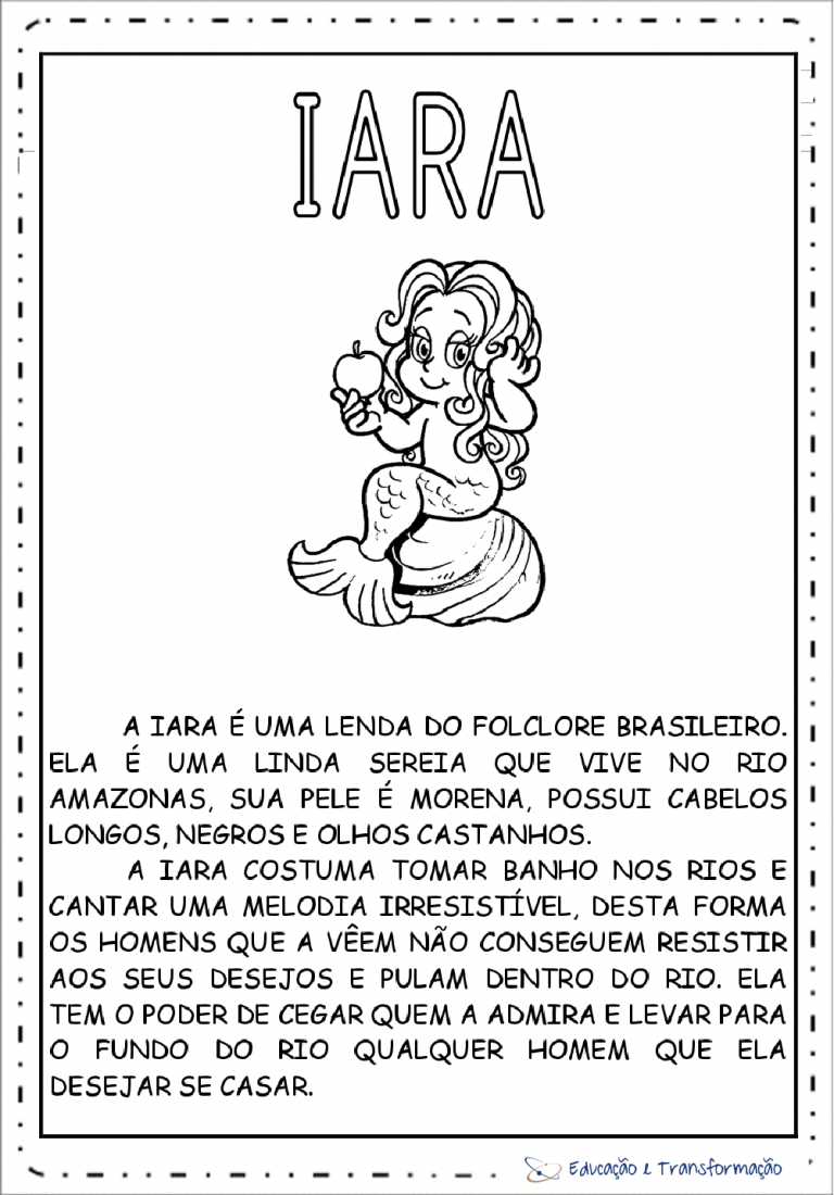 Imagem Da Iara Para Colorir Lenda da Iara para imprimir: Sereia Iara — SÓ ESCOLA