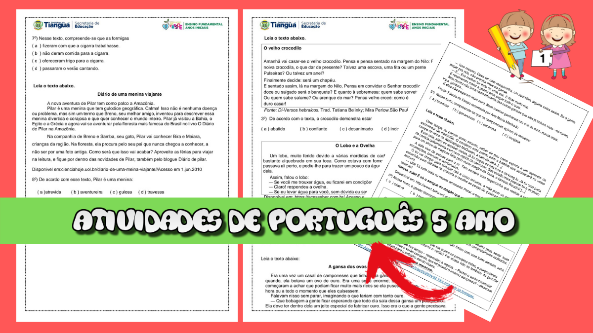 Capa - 7 Atividades de Português para 5 ano