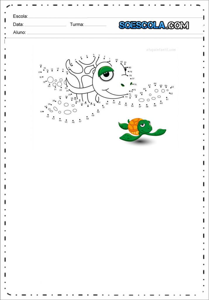 Desenho de Tartaruga: Animais Pontilhados para imprimir