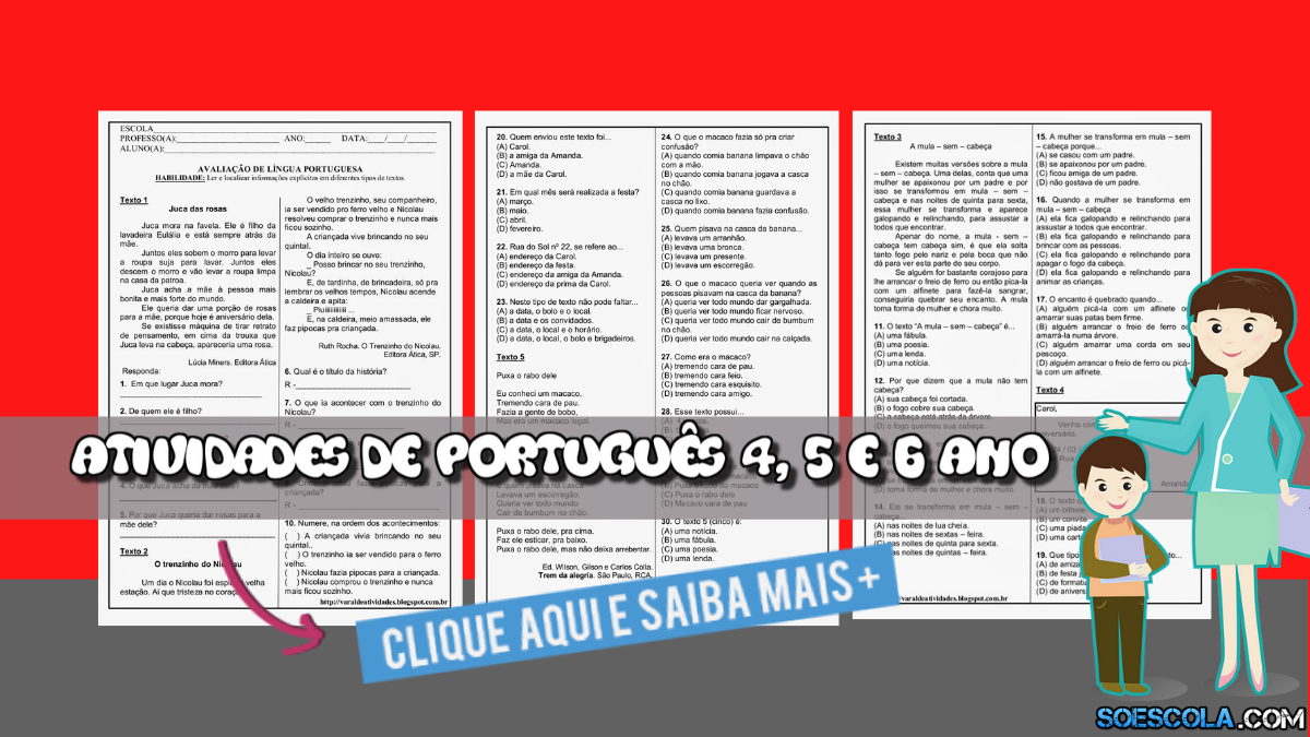 Atividades de Português 4, 5 e 6 ano
