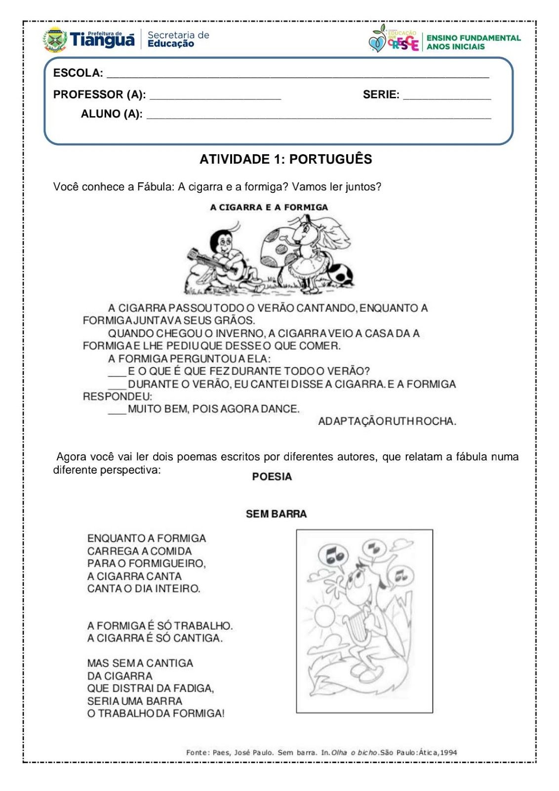 Atividade Para O 5 Ano De Portugues Atividades de Português para 5 ano — SÓ ESCOLA