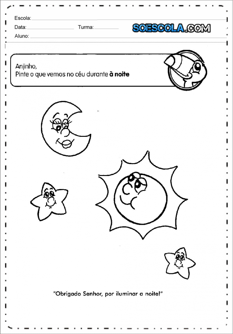 Atividades sobre Dia e Noite para Educação Infantil - SÓ ESCOLA
