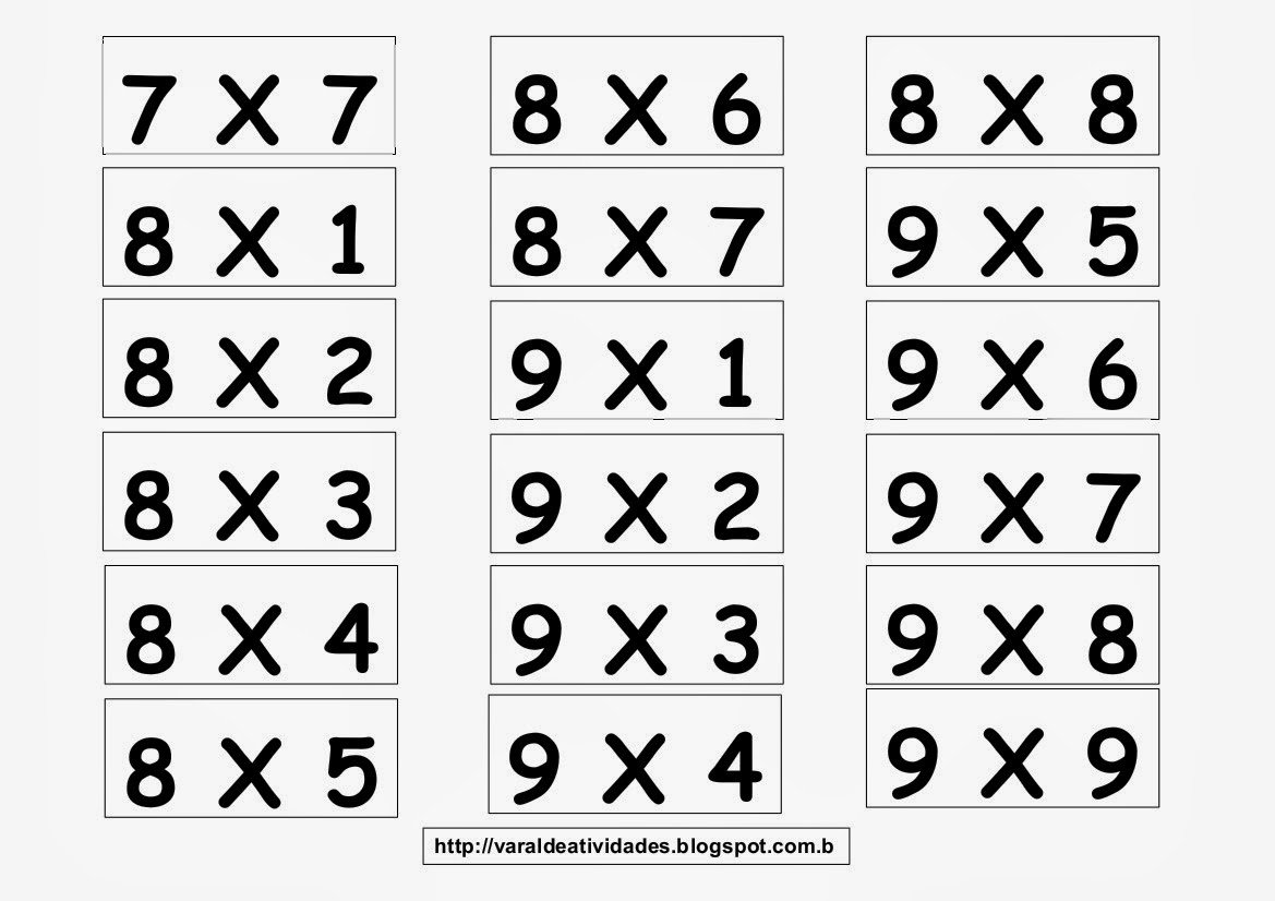 Atividades Bingo da Multiplicação - Para imprimir - Folha 0