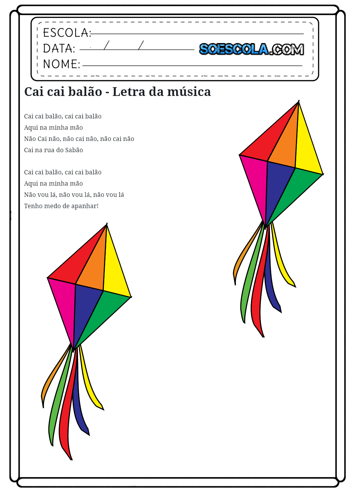 Atividades Cai cai balão - SÓ ESCOLA