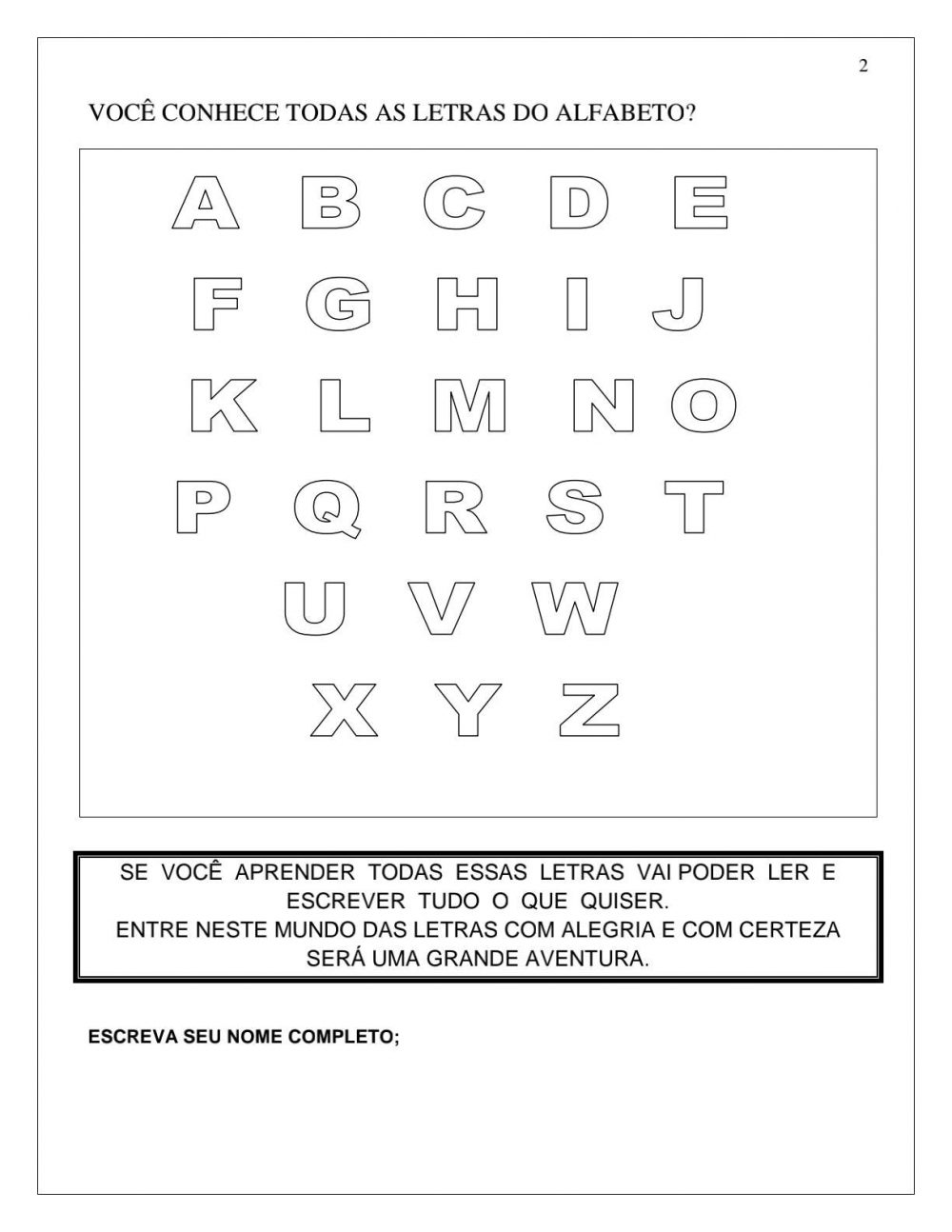 Apostila de alfabetização silábica para imprimir - Folha 02