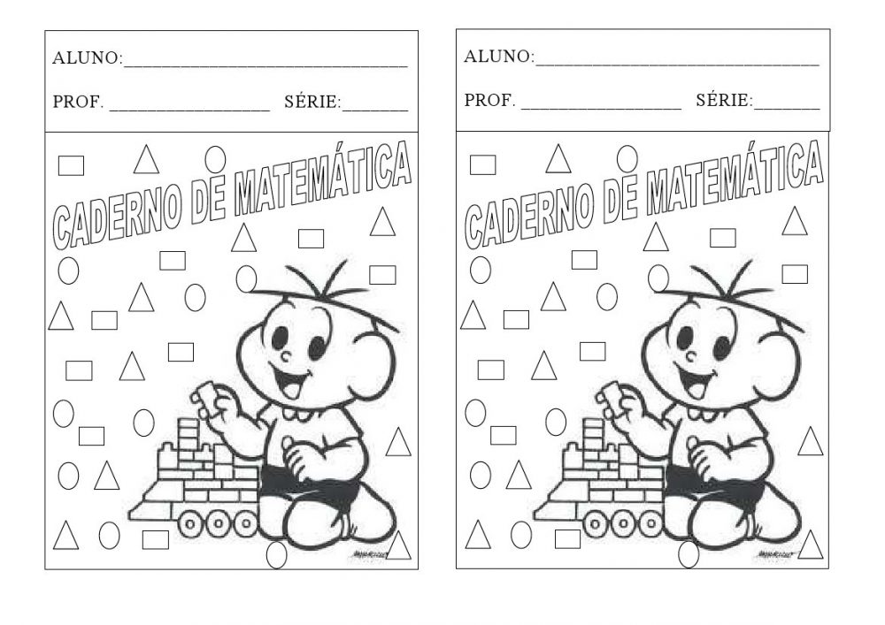 Capas de Caderno de Matemática da Turma da Mônica - Imprimir - Folha 01