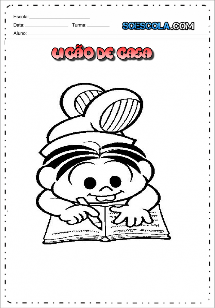 Capa de Lição de Casa da Turma da Mônica para imprimir - Folha 04