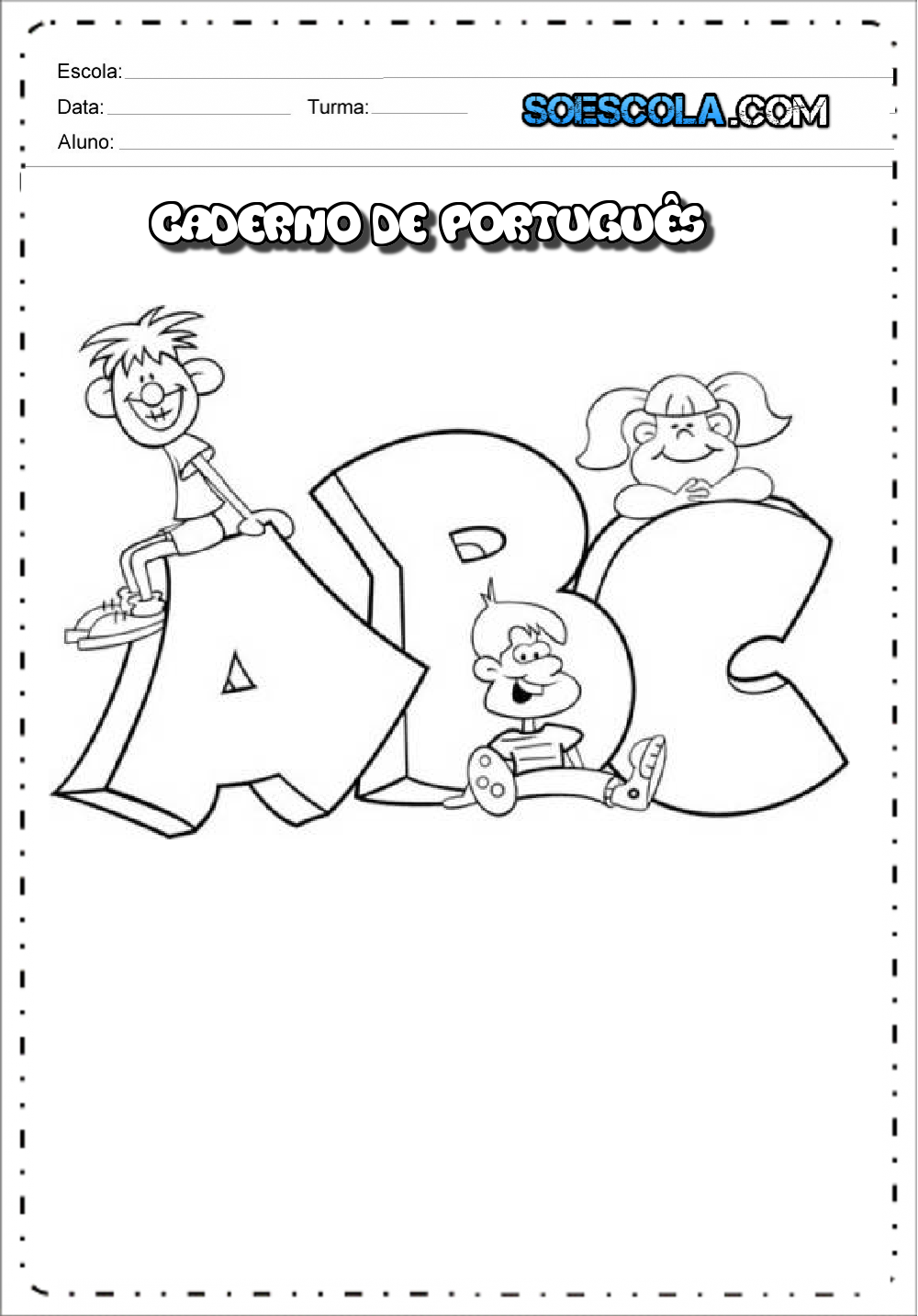 Capas de Caderno de Português para imprimir - Folha 01