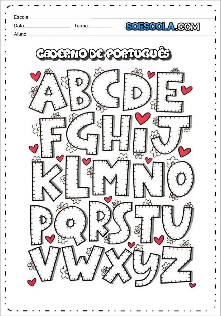 Capas de Caderno de Português para imprimir - Folha 02