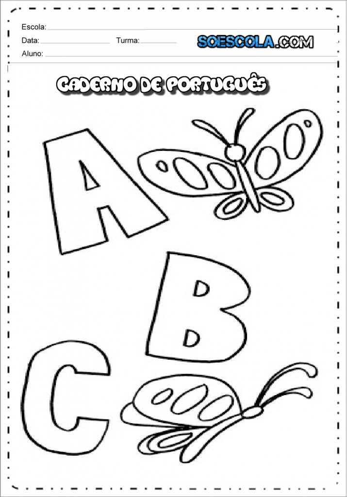 Capas de Caderno de Português para imprimir - Folha 03