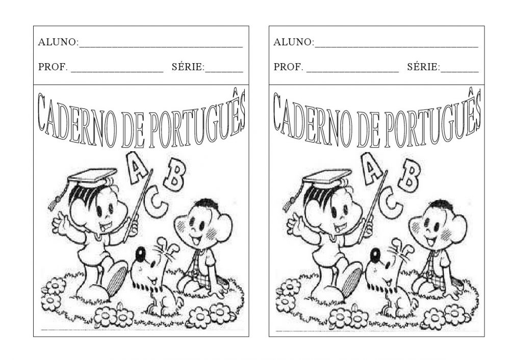 Capas de Caderno de Português da Turma da Mônica - Folha 01