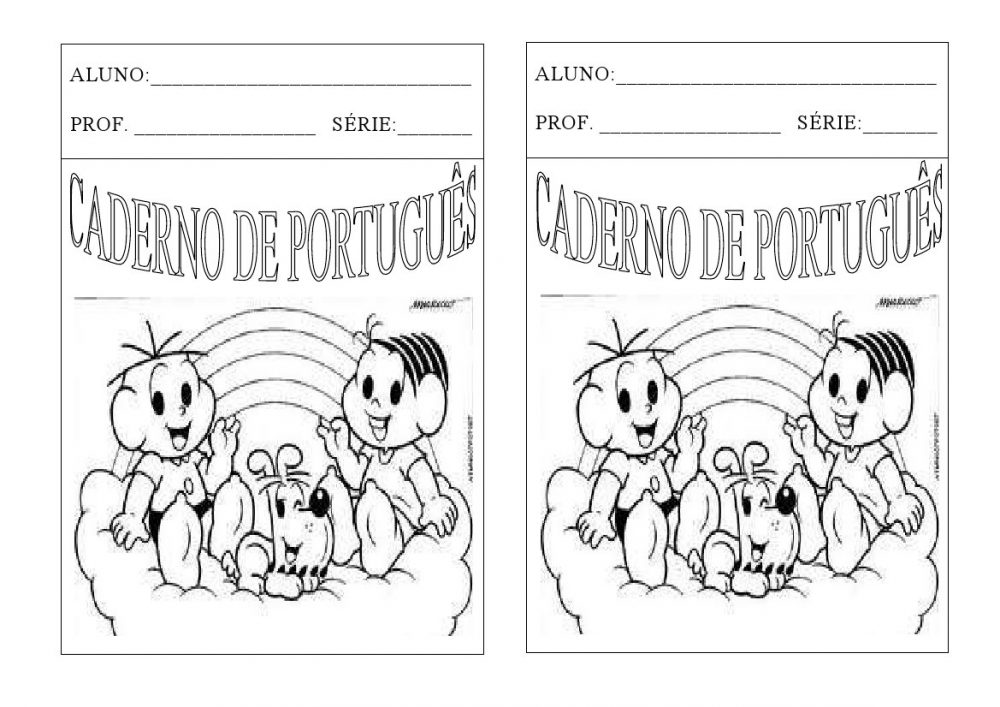 Capas de Caderno de Português da Turma da Mônica - Folha 03