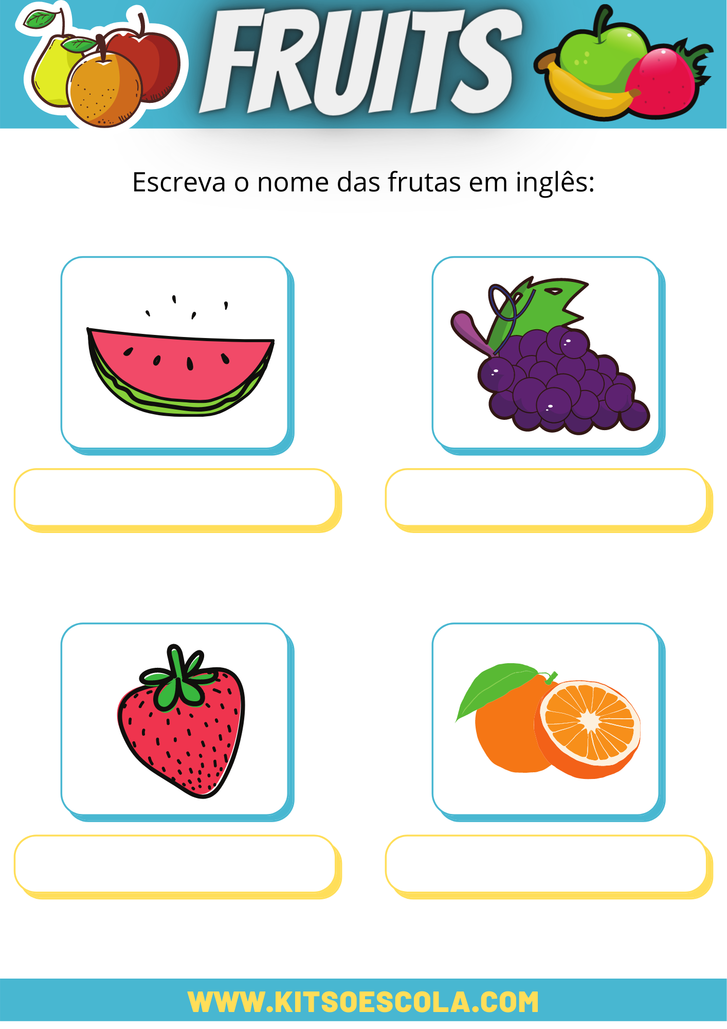 70 frutas em inglês para ensinar às crianças 🍉 [Lista + atividades]