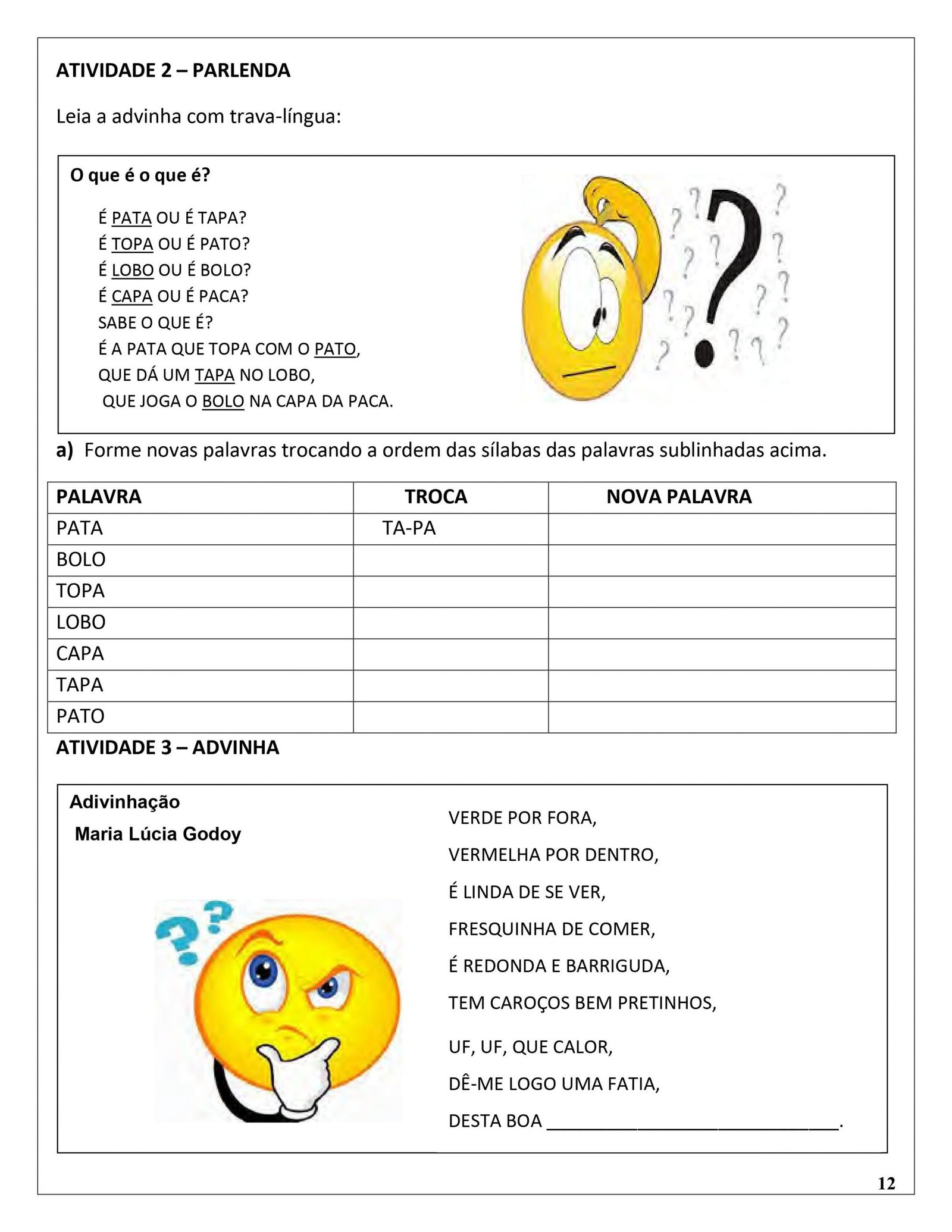 Atividade Letras E Fonemas 3 Ano - RETOEDU