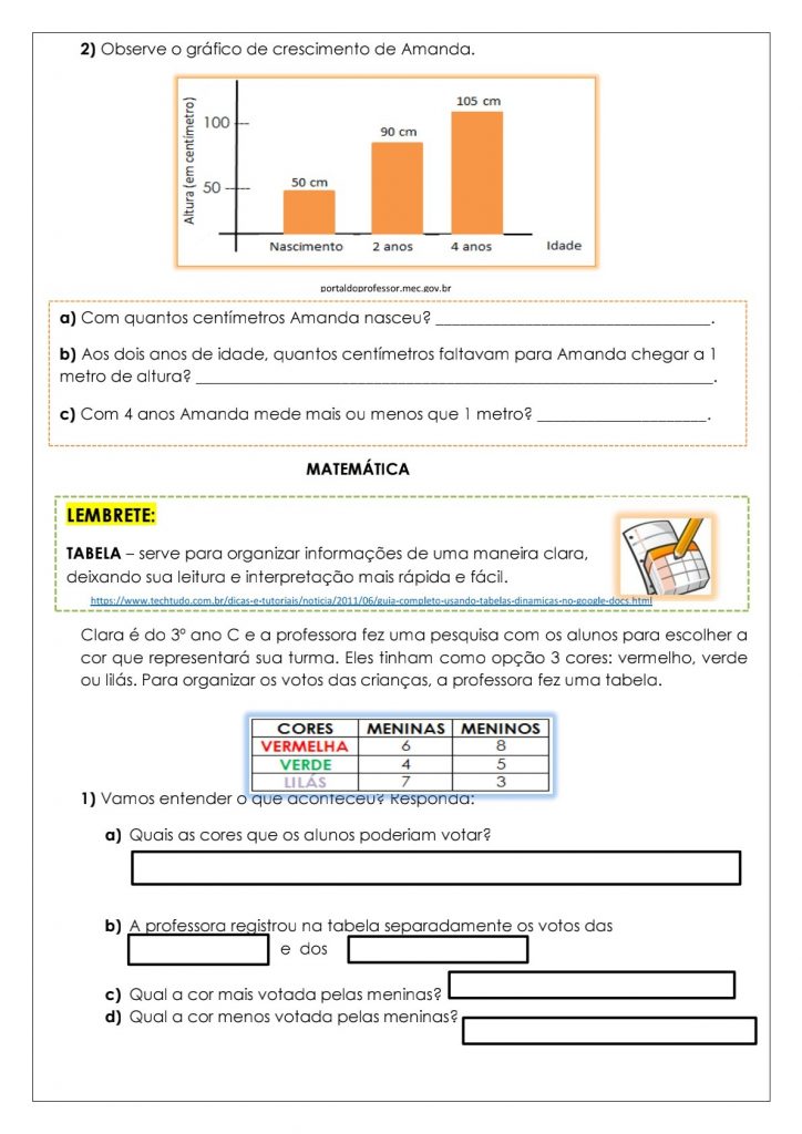 31 Atividades de Matemática 3 Ano: Para imprimir - Folha 020