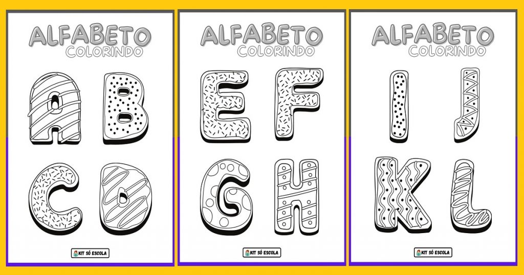 Fichas com Alfabeto Ilustrado para colorir