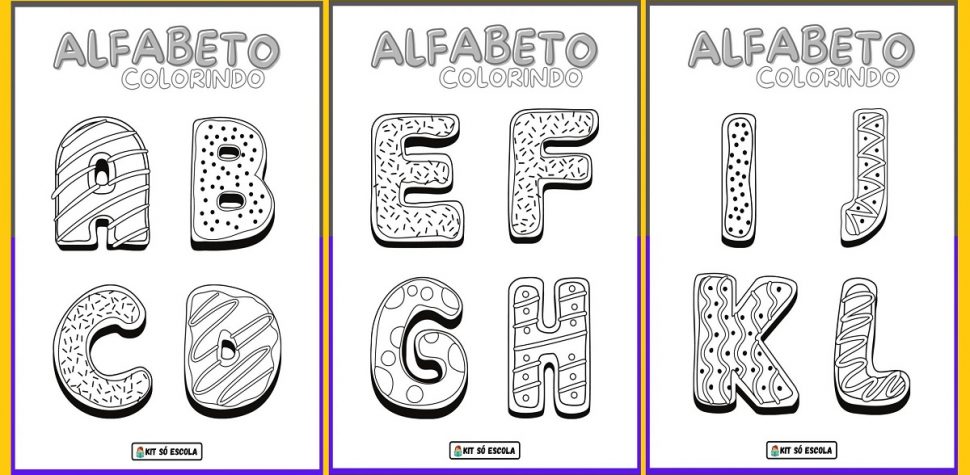 Fichas com Alfabeto Ilustrado para colorir