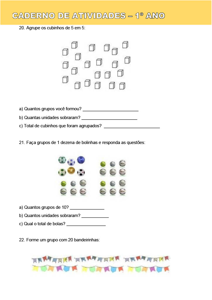 Matemática 1º ano BNCC - Atividades para imprimir: Folha 011