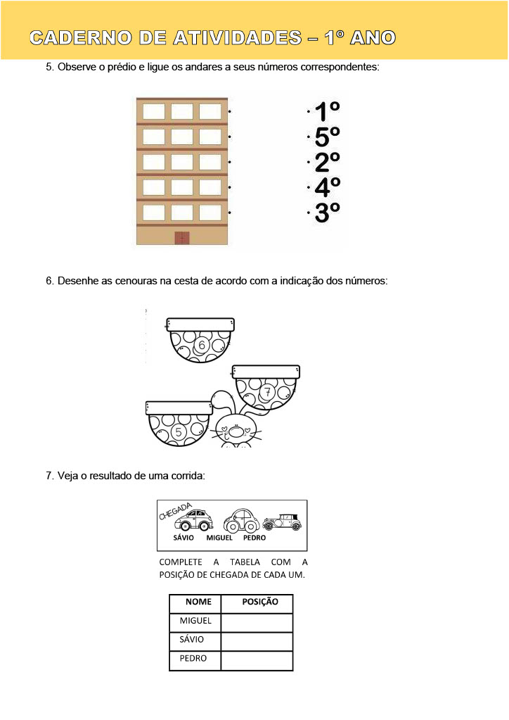 Matemática 1º ano BNCC - Atividades para imprimir: Folha 03