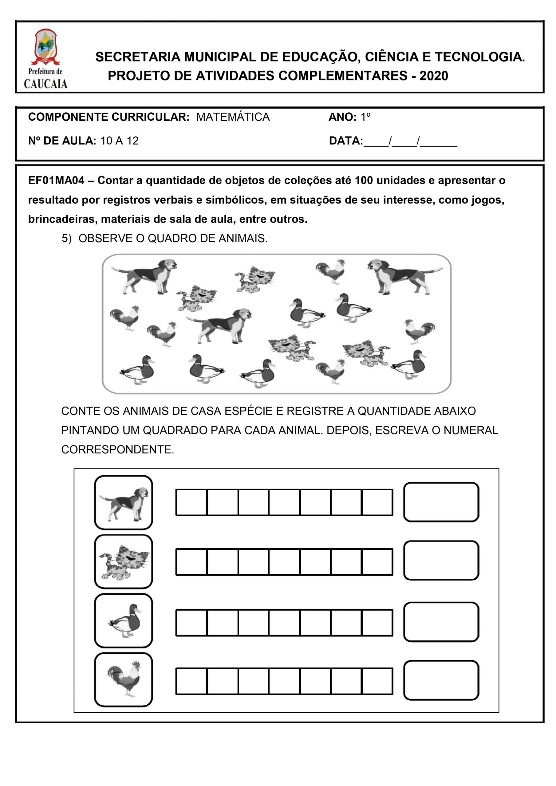 Contando a folha de atividades de matemática para crianças de