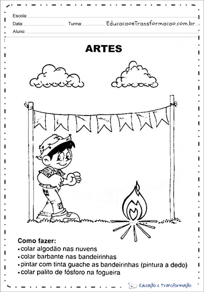 Atividades Festa Junina Educação infantil- Para Imprimir - Folha 01