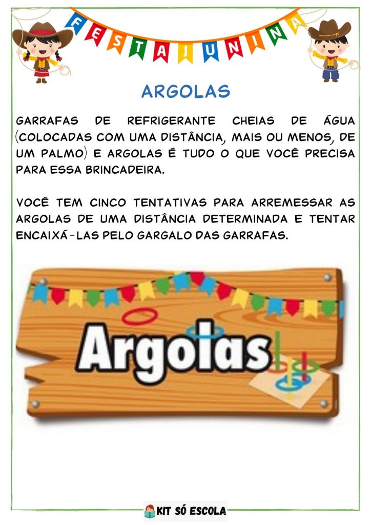 Brincadeiras Festa juninas para imprimir: Argolas