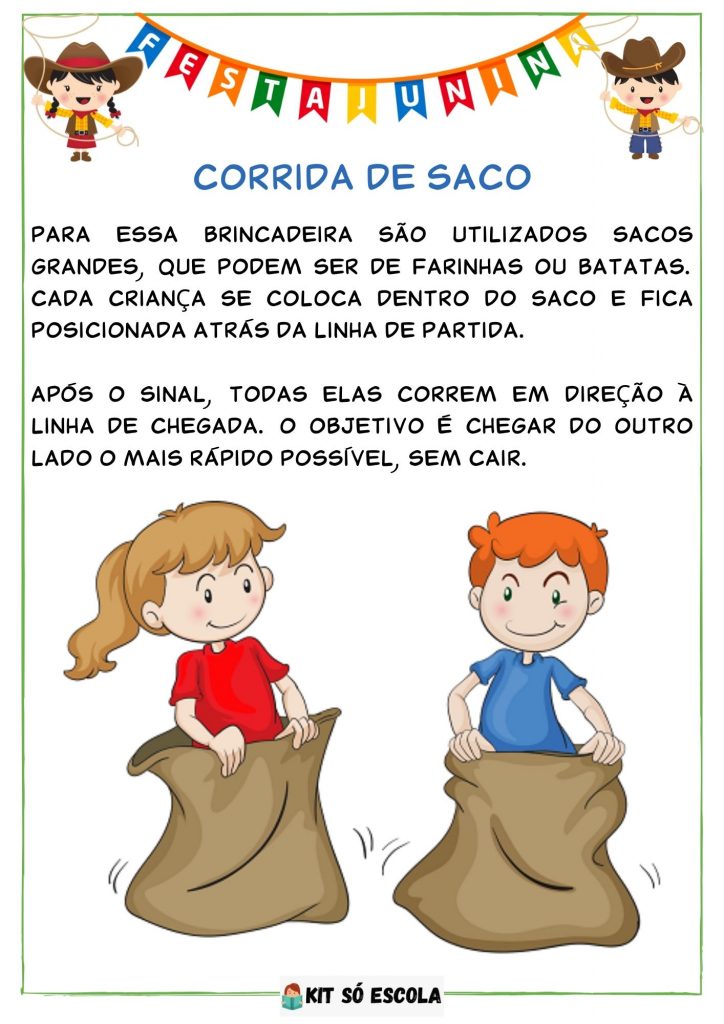 Brincadeiras Festa juninas para imprimir: Corrida do Saco