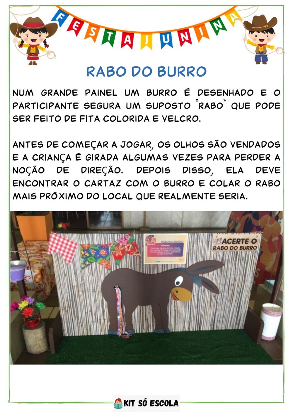 Brincadeiras Festa juninas para imprimir: Rabo do Burro