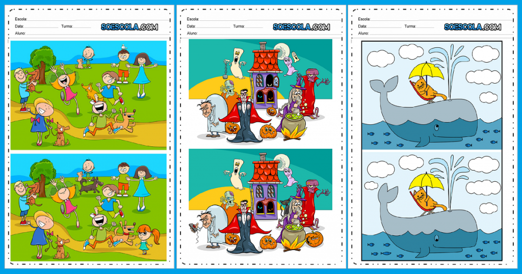 Encontre ou identifique as diferenças nesta página de atividades