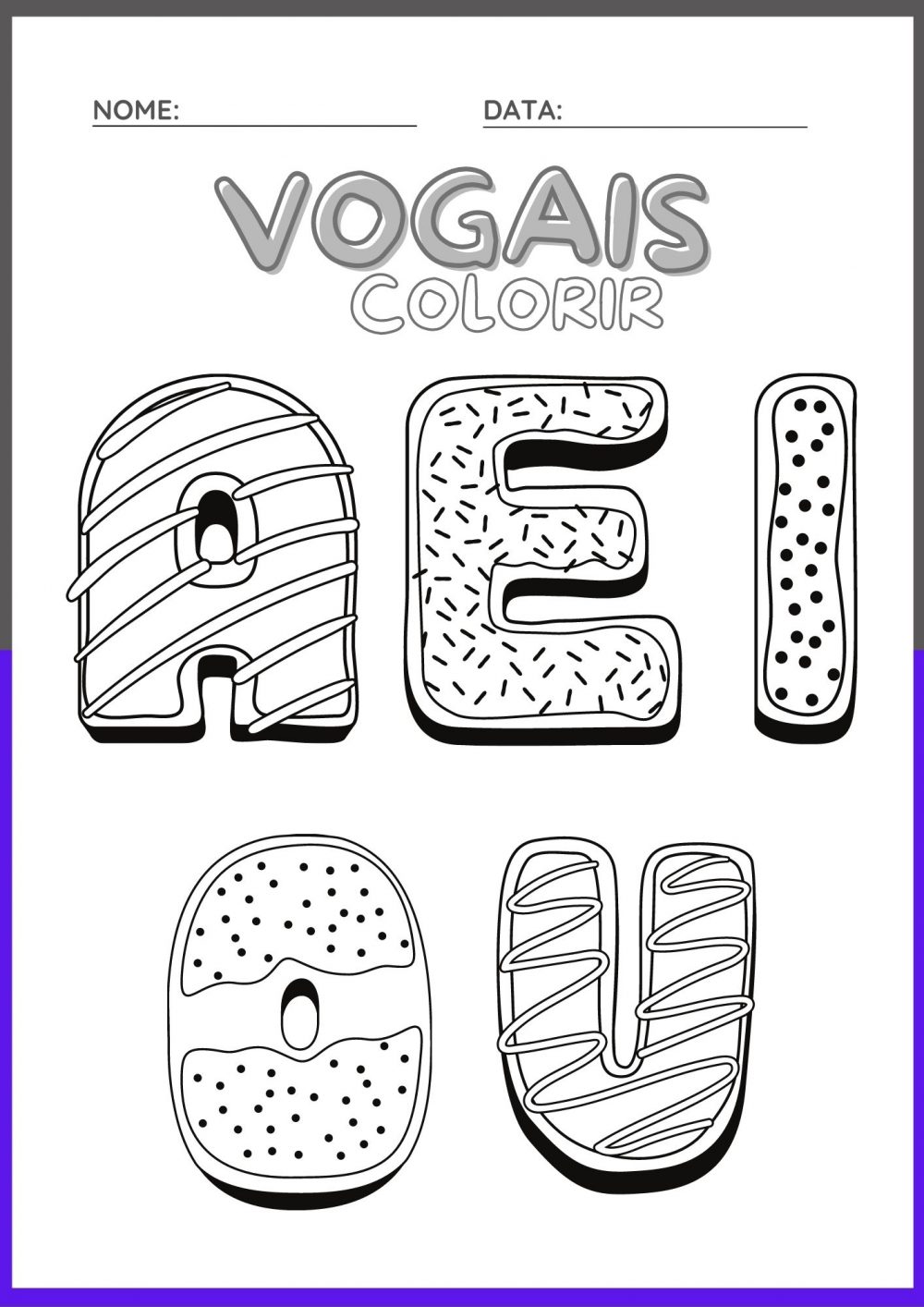 Fichas com Vogais Ilustradas para Colorir: CAPA