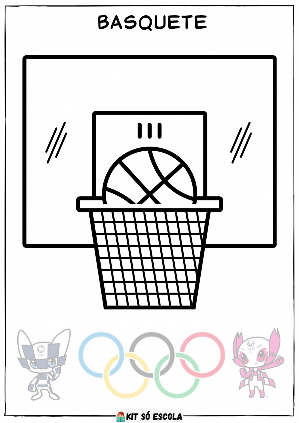 Desenhos sobre as Olimpíadas - Para colorir: Basquete