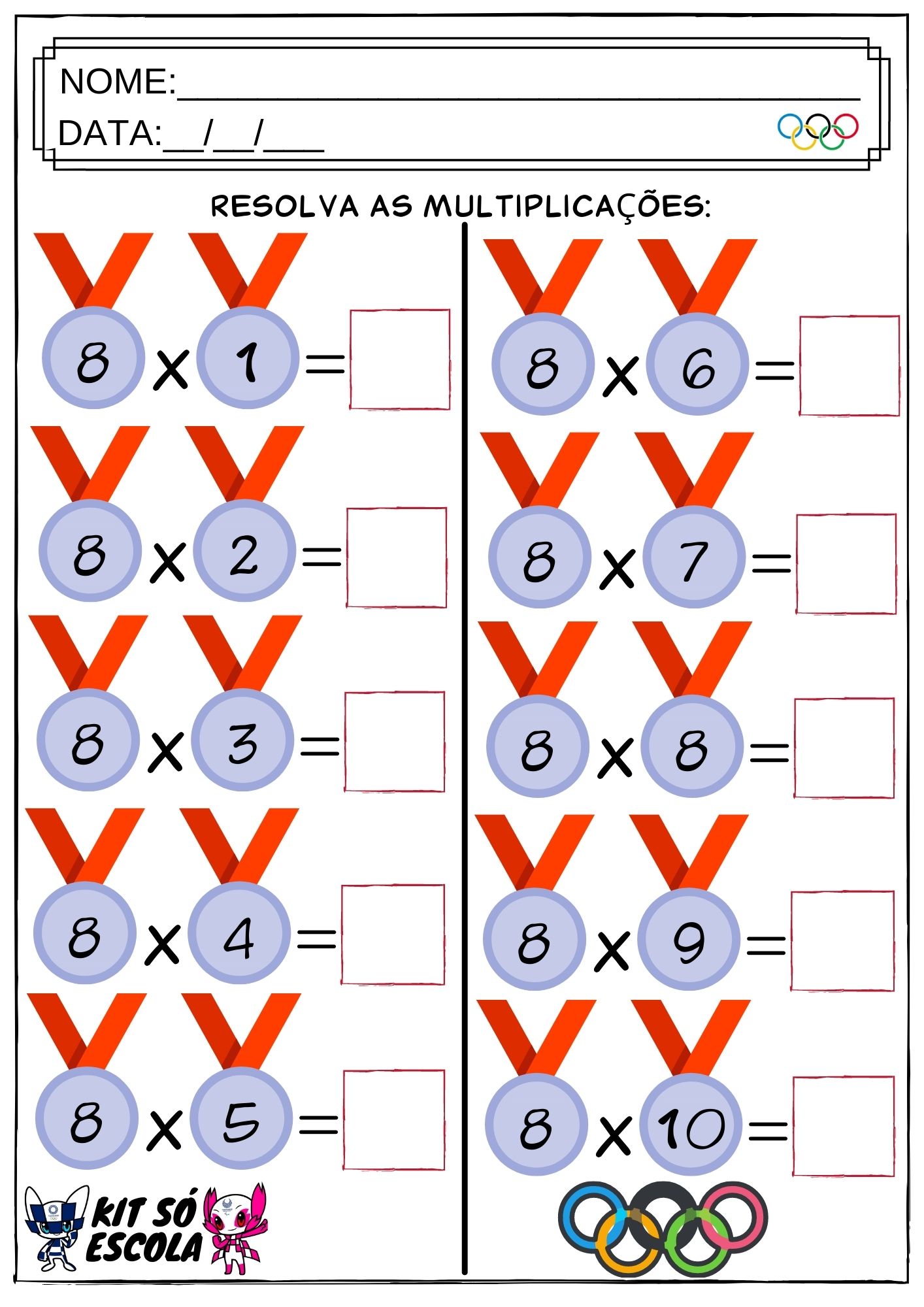 Jogos de Tabuada de Multiplicação do 8 - Azup