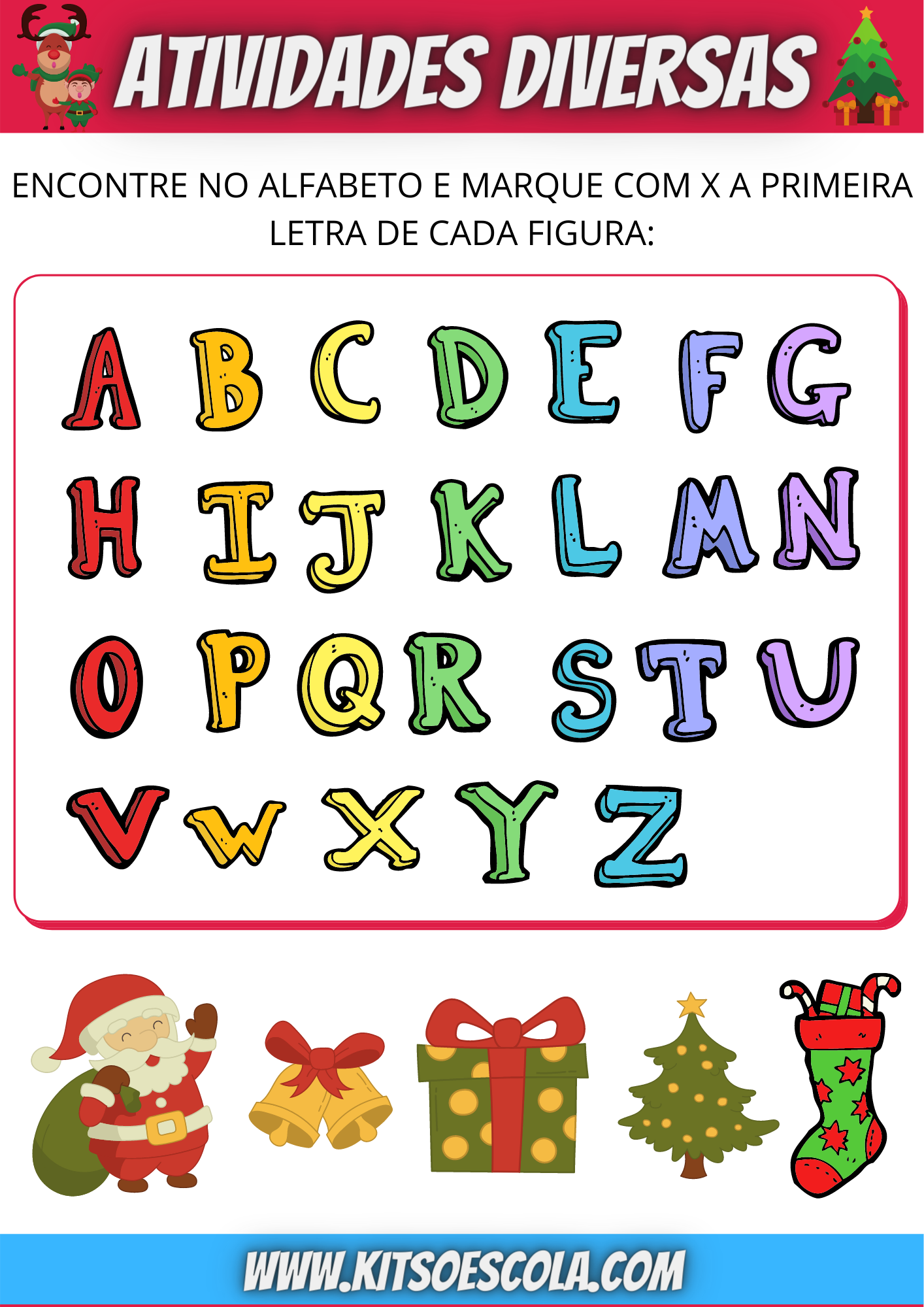 Atividade de Natal - Primeira Letra (Alfabeto) — SÓ ESCOLA