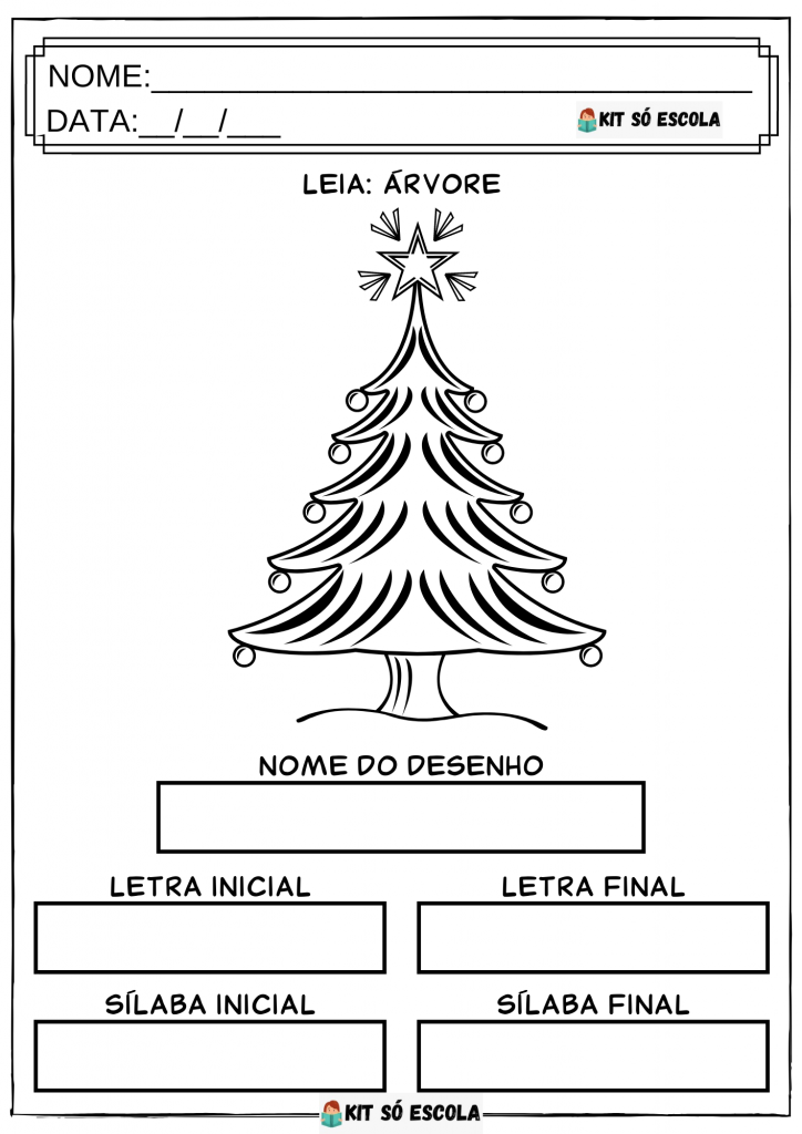 Atividades De Natal: Letras e Sílabas - Árvore