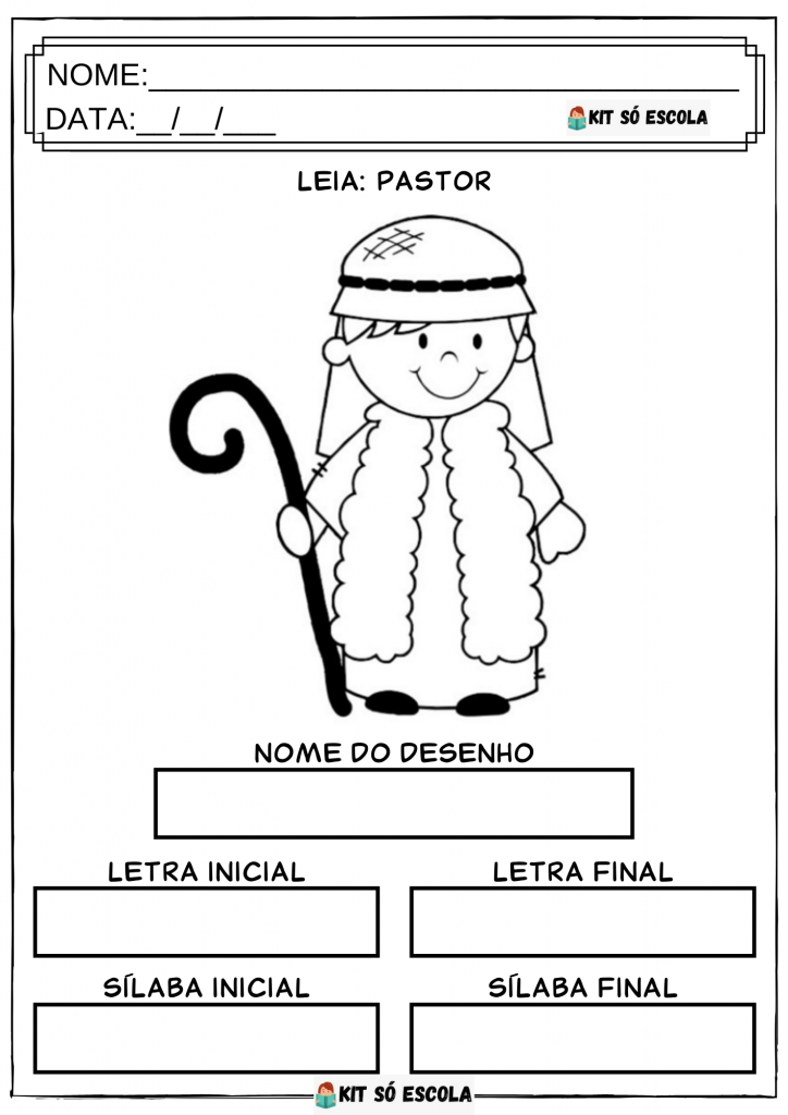 Atividades De Natal: Letras e Sílabas - Pastor
